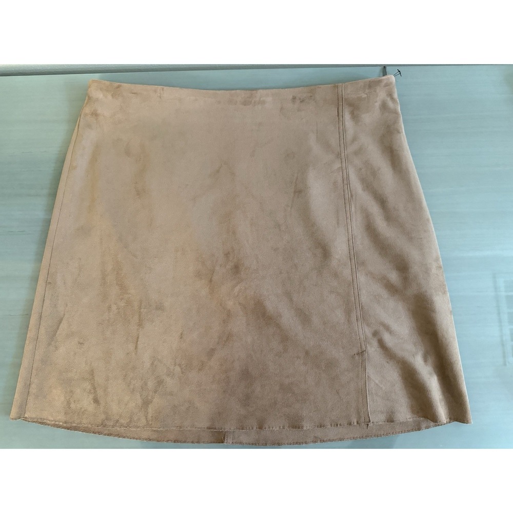 Vince Camuto Faux Leather Suede Tan Skirt 14 NWT Fall